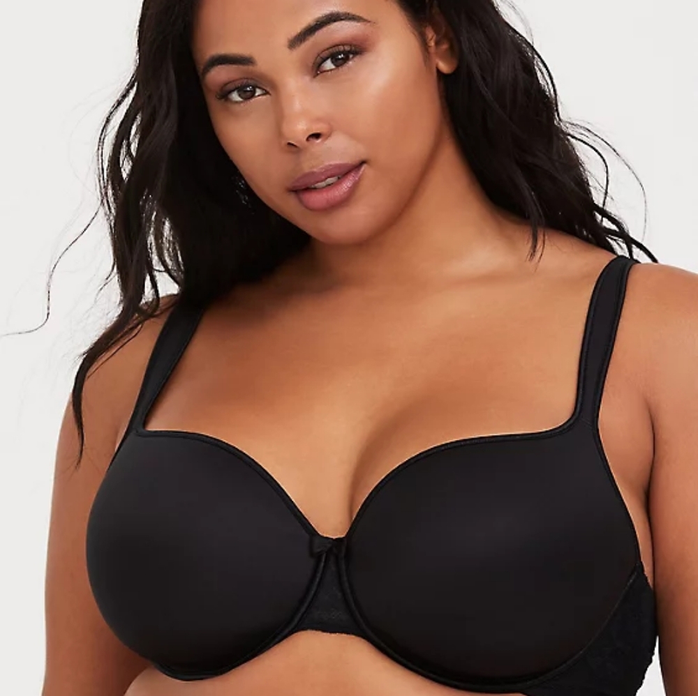 Black Microfiber Lightly Lined Full Coverage Bra